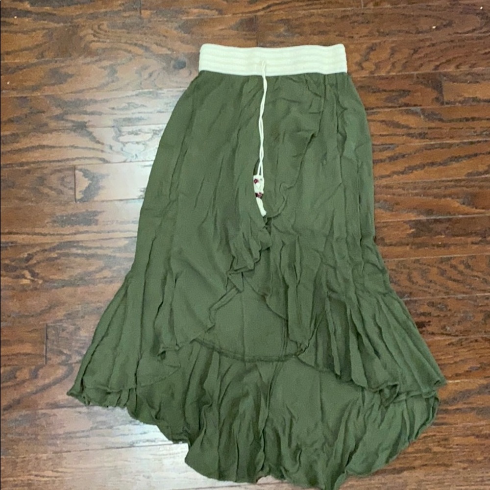 High to Low green skirt